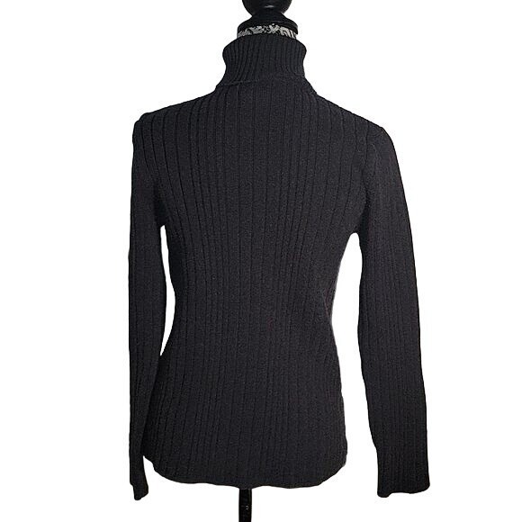 CALVIN KLEIN‎ Women's Ribbed Turtleneck S Grey Winter Warm Casual Academia - Picture 4 of 6